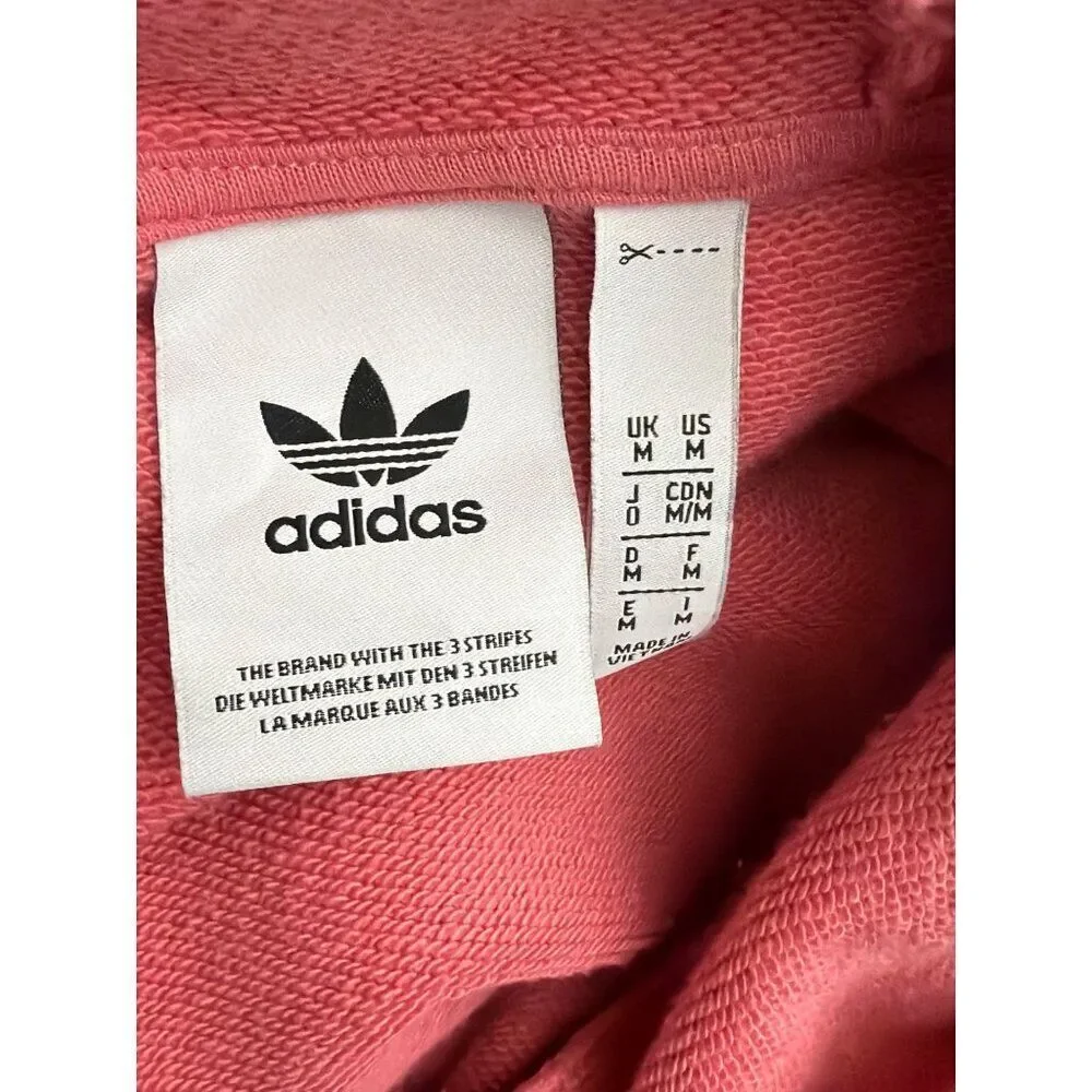 Adidas Men’s Tricolor Trefoil Hoodie Hazy Rose Sweatshirt Size M